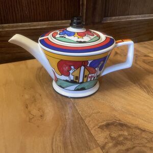 Vintage Sadler Art Deco Colorful Tea Pot Inspired By Clarice Cliff England